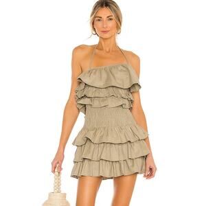 Tularosa Women's Size Small Sage Green Linen Blend Rory Dress Mini Dress
